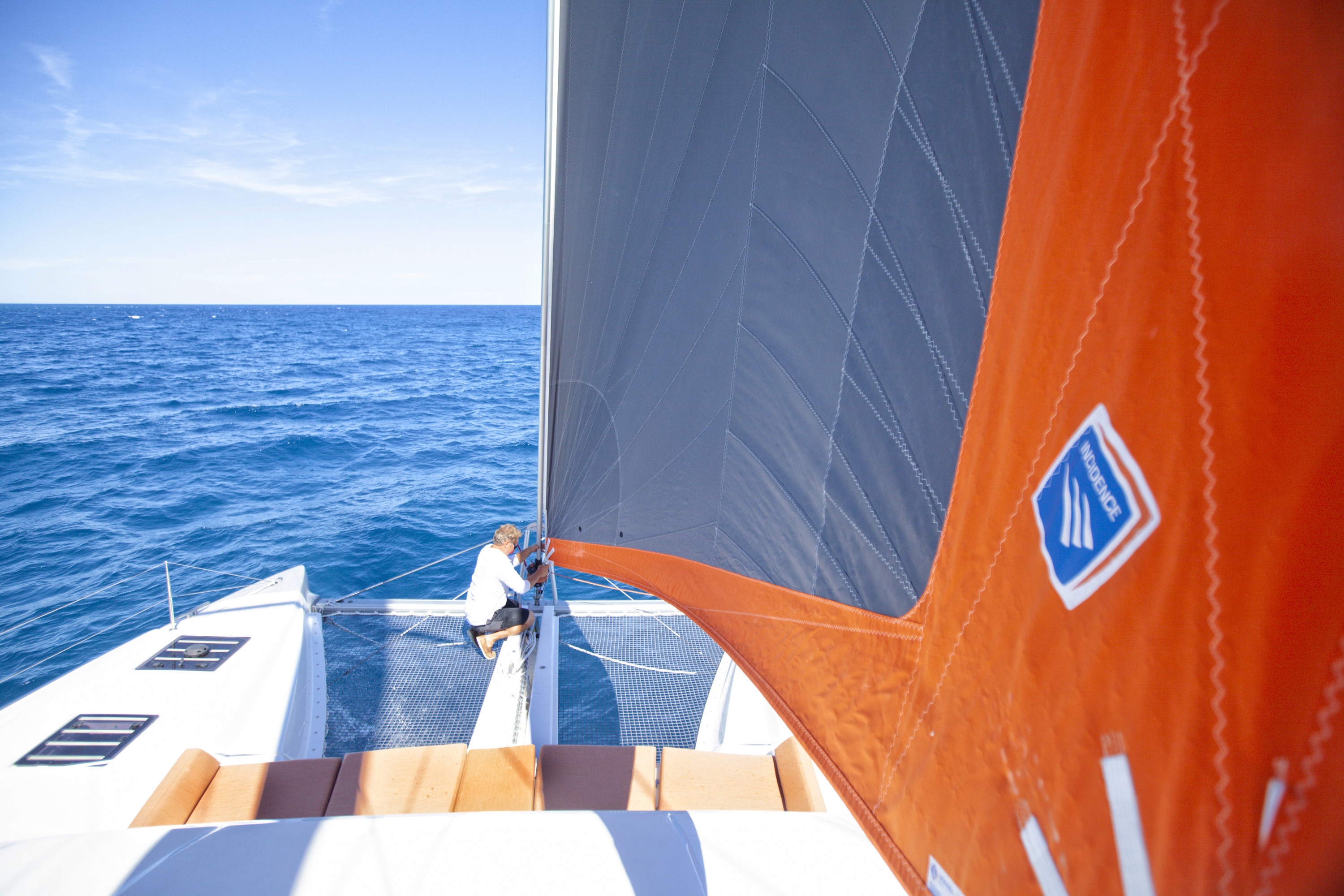 righting a capsized catamaran